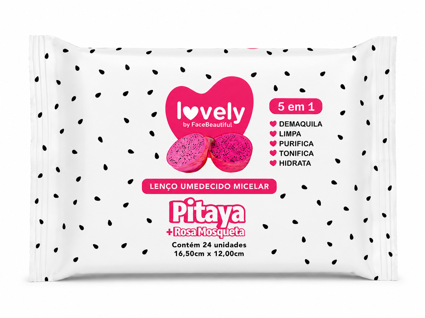 Lovely - Lenço Umidecido Micelar Pitaya/Rosa Mosqueta
